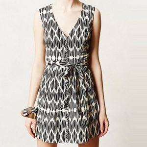 Anthropologie Tracy Reese Black White Belted Dress